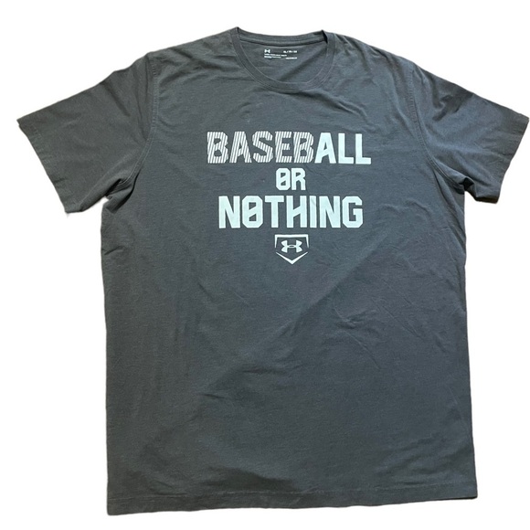 Under Armour Baseball or Nothing T-Shirt Heatgear Gray Tee Loose Fit Size XL - Picture 4 of 11